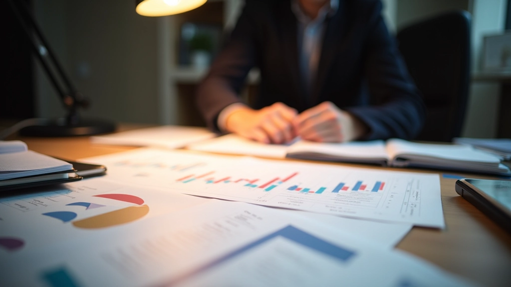 Tavolo di lavoro con documenti sulla finanza comportamentale, grafici economici e materiali educativi sparsi