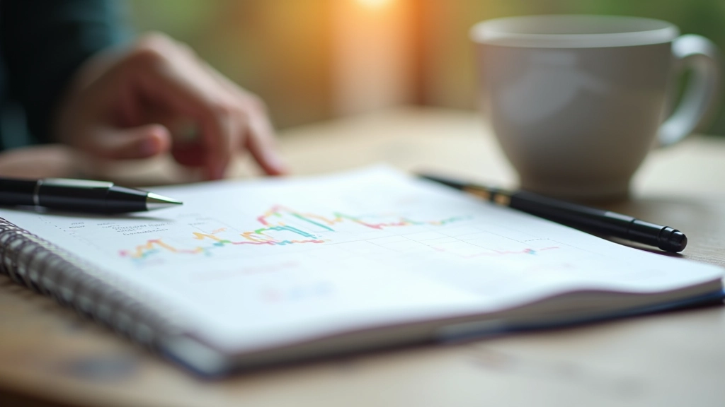 Quaderno con annotazioni di analisi di mercato e materiali di studio