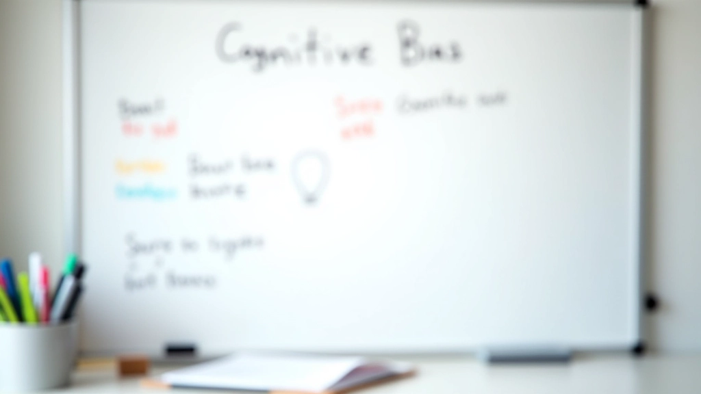 Diagramma visuale di bias cognitivi con simboli e connessioni su lavagna bianca in ambiente di insegnamento professionale
